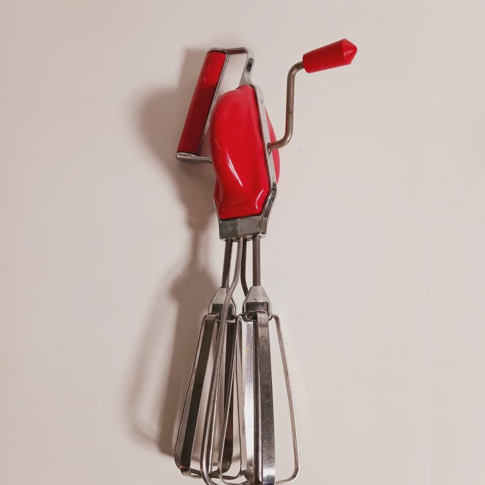 Vintage 50s Maynard Hand Crank Mixer Egg Beater Red Handle
